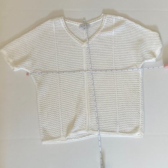 Liz Claiborne White Crochet Style Open Knit, Boho, Short Sleeve Sweater/Top S - Picture 8 of 10